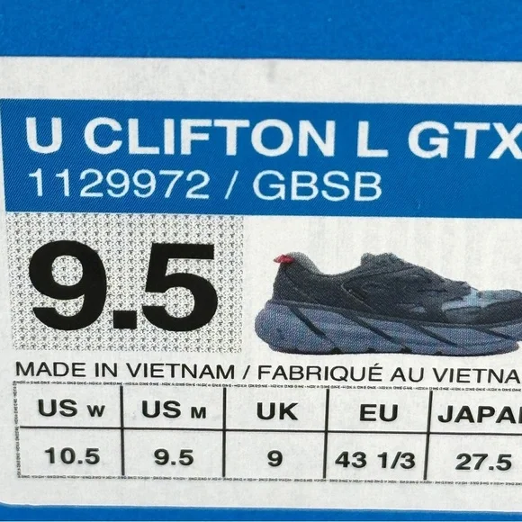 NWT Hoka Clifton Leather Gore-Tex Waterproof Unisex Goblin Stone Blue GBSB shoes